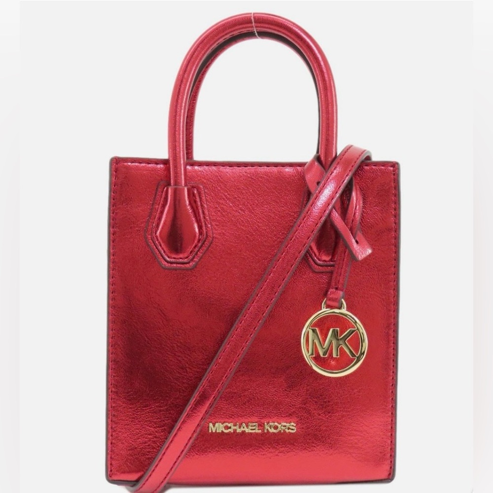 Michael Kors, NWOT, Mercer Red Metallic Small Crossbody Bag.